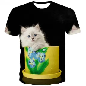 kitten t shirt Casual cat Casual men art costume pet