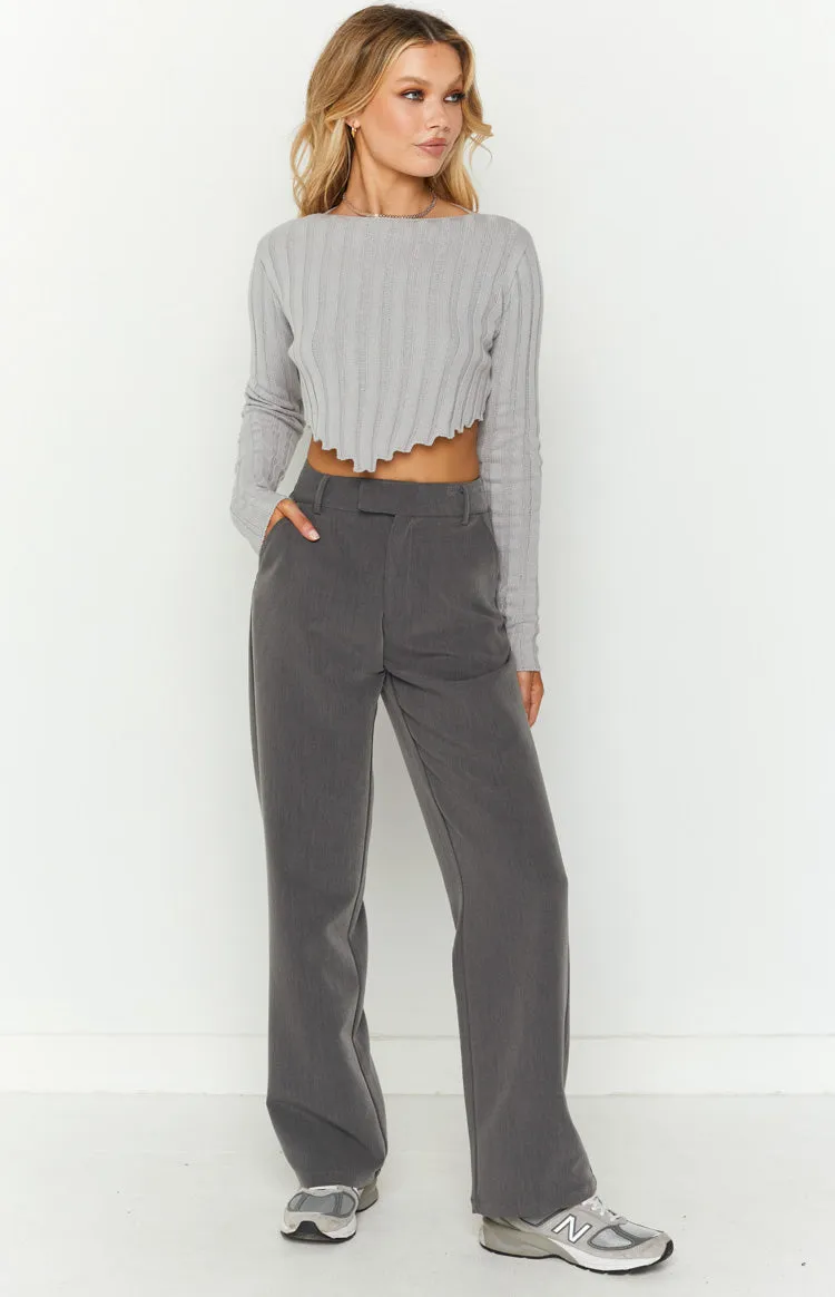 Kristin Grey Rib Sweater