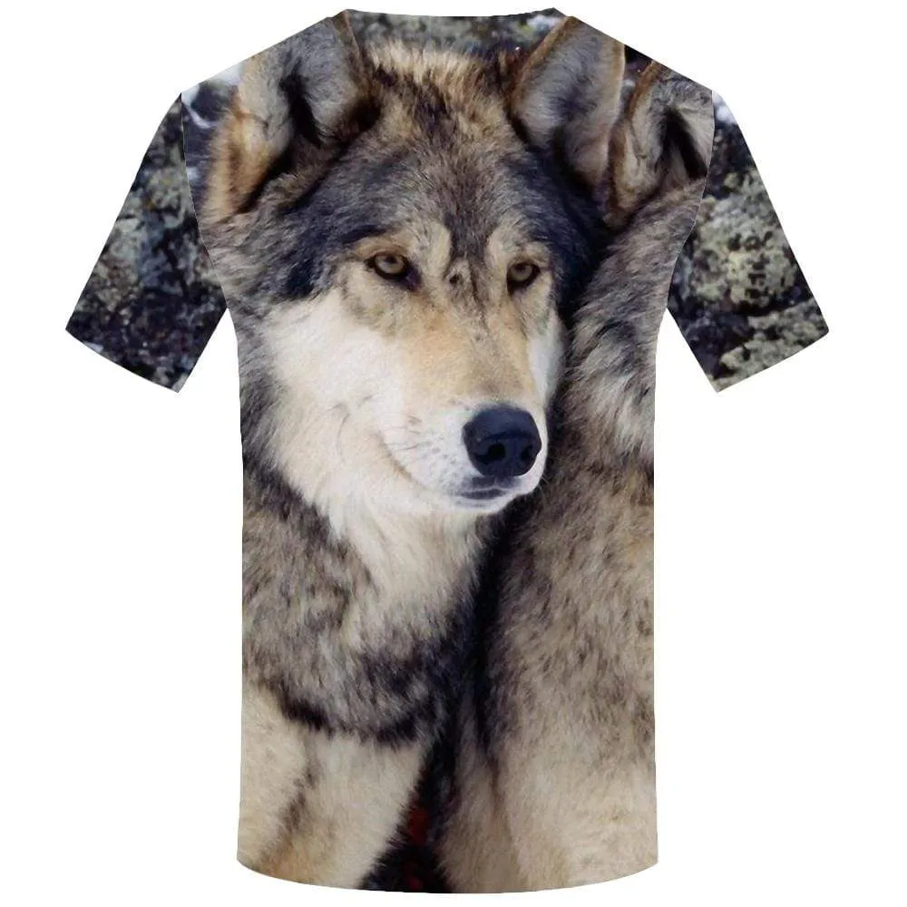 KYKU Wolf T shirt Men Gray T shirts Funny Animal Tshirts Print Harajuku T-shirt 3d Tshirt Anime Mens Fashion Short Sleeve