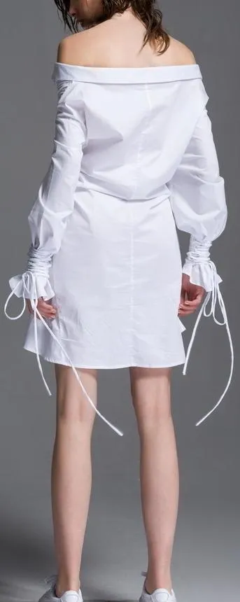 Lace-Up Corset Cotton Shirt-Dress