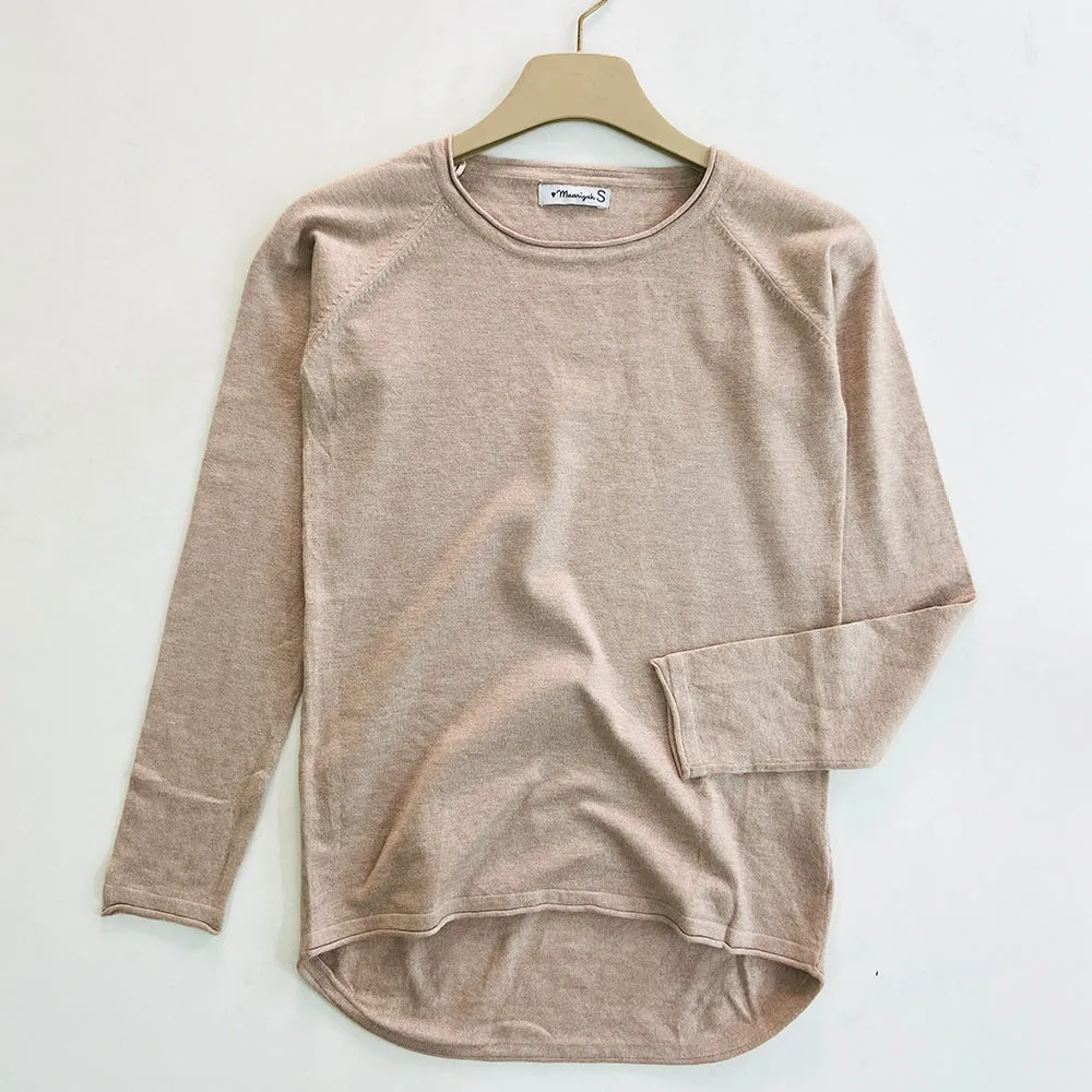 Ladies Long Sleeve Round Neck Pullover Sweater Top