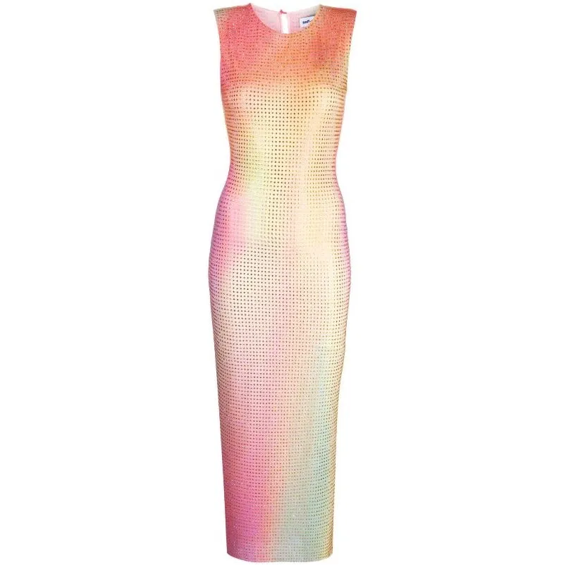 Leah Sleeveless Rhinestone Gradient Maxi Dress