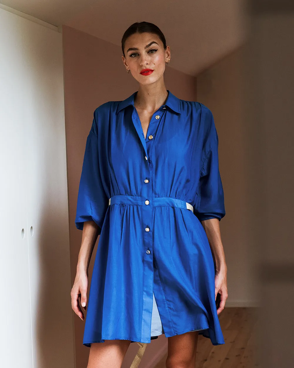 Leonie Shirt Dress - Cobalt