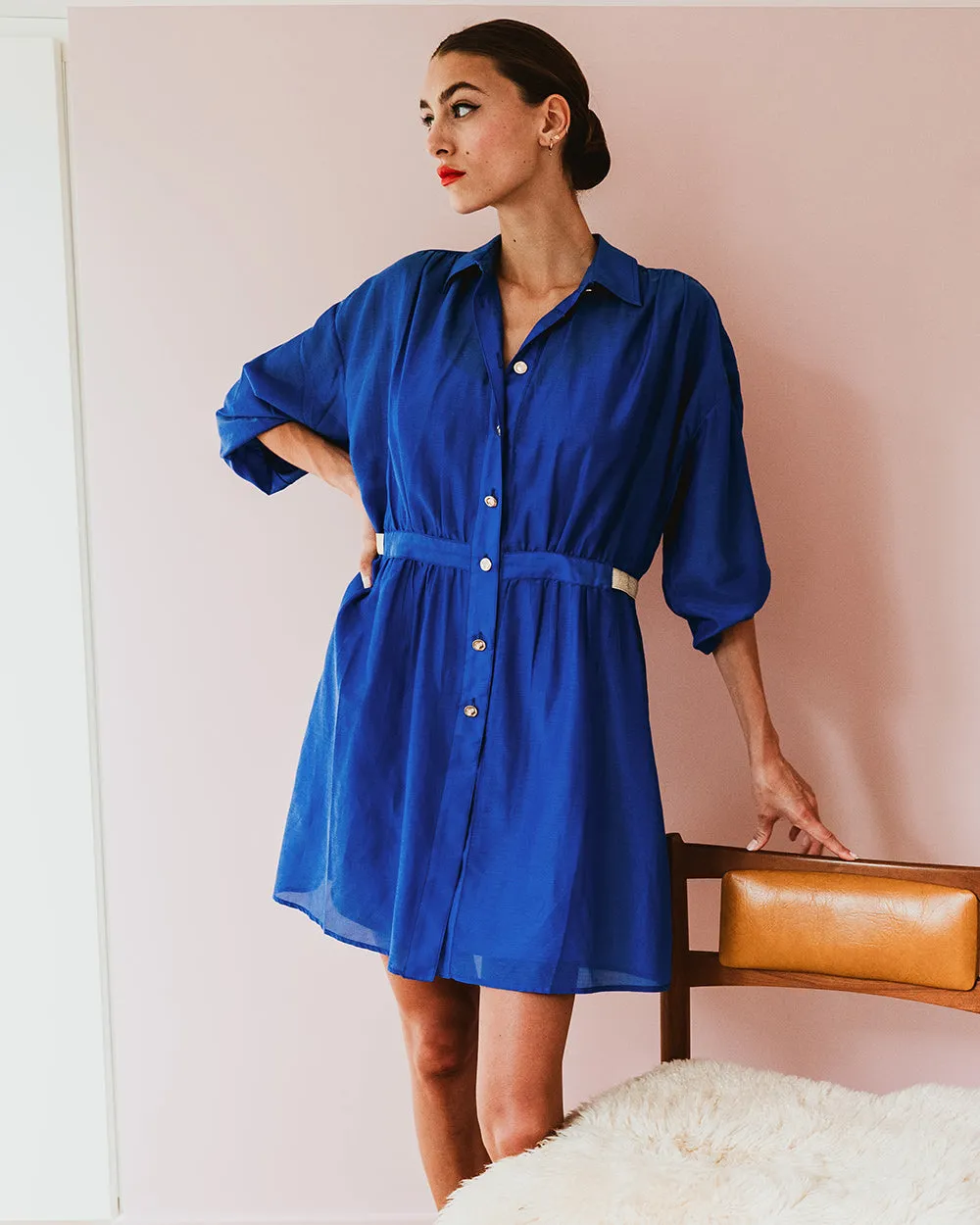 Leonie Shirt Dress - Cobalt