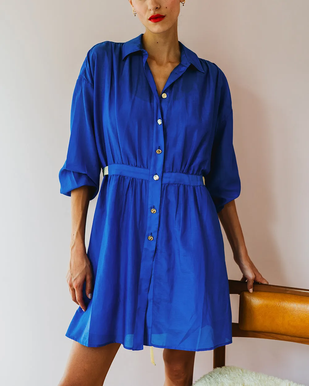 Leonie Shirt Dress - Cobalt