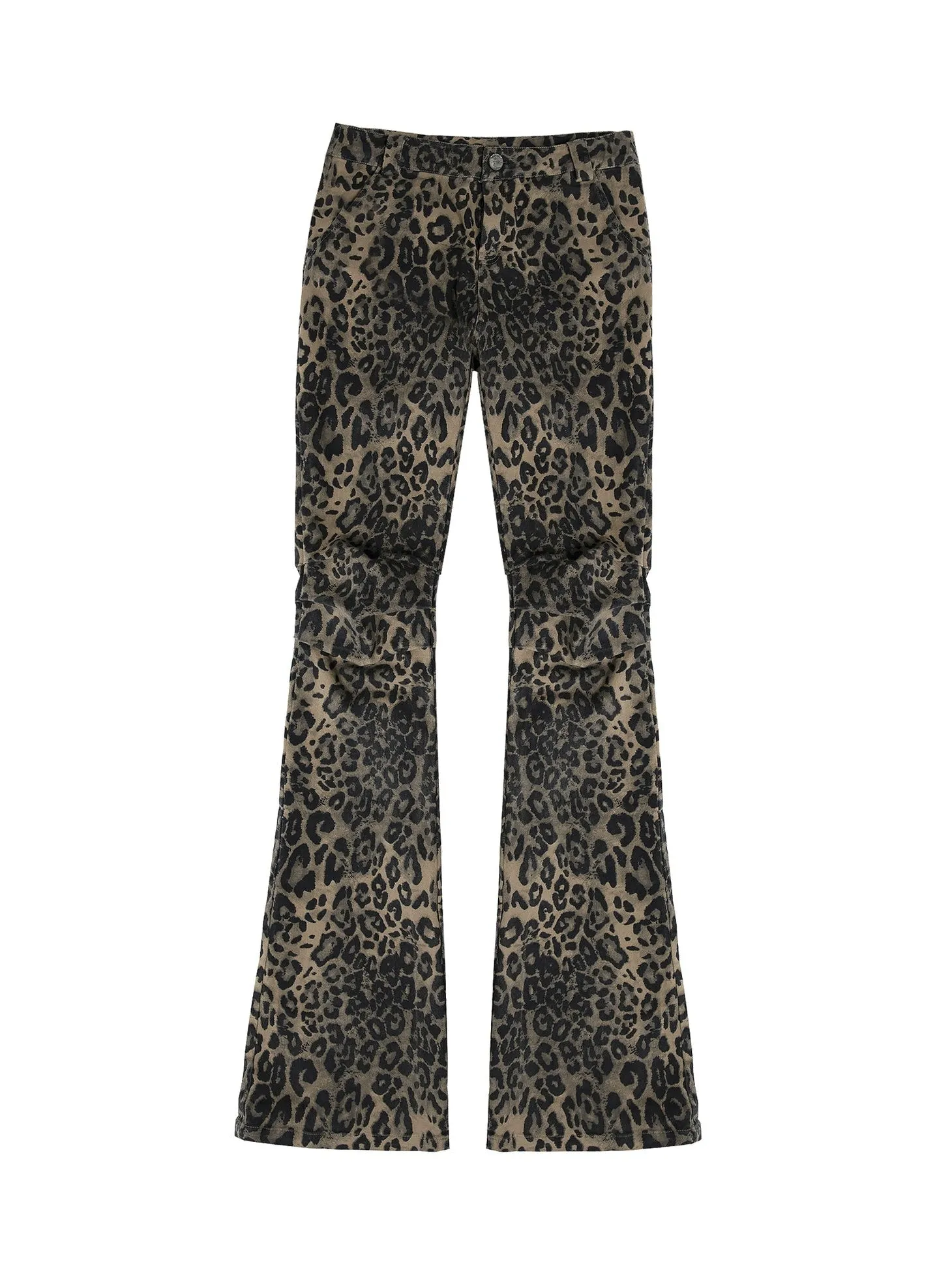 Leopard Print Slimming Flared Trousers