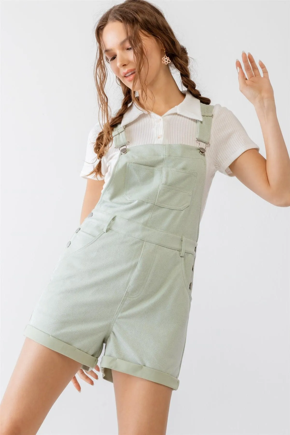 Light Sage Denim Cotton Five Pocket Pursuit Overalls /1-2-2-1