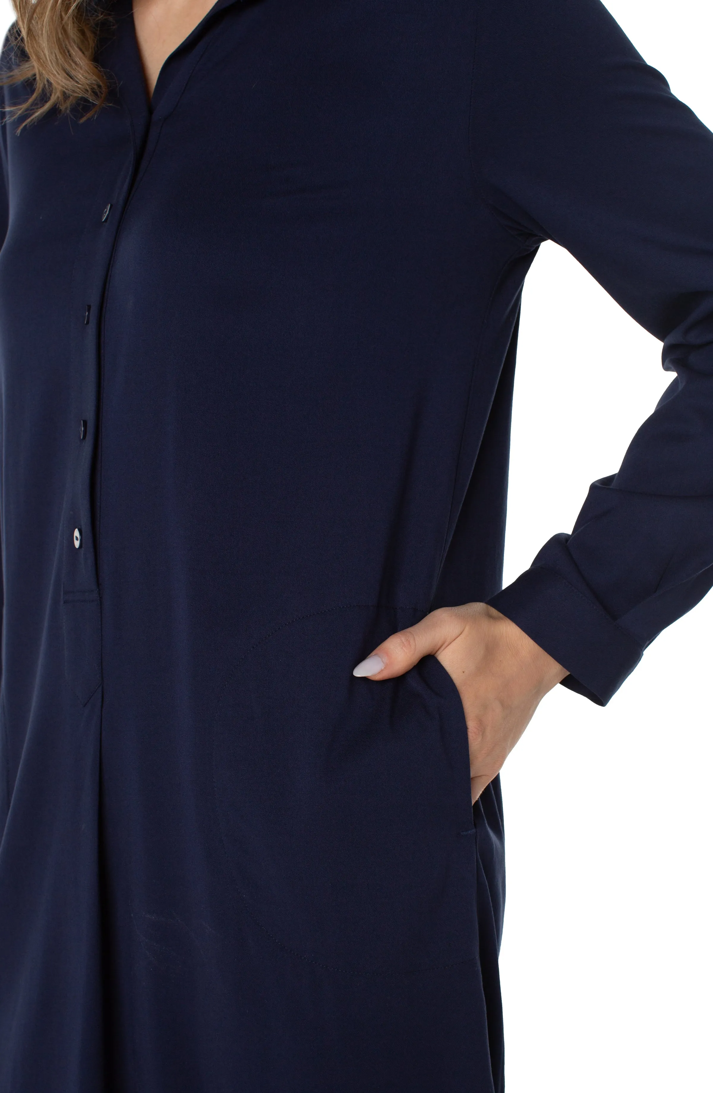 Liverpool Popover Shirt Dress (Cosmic Navy)