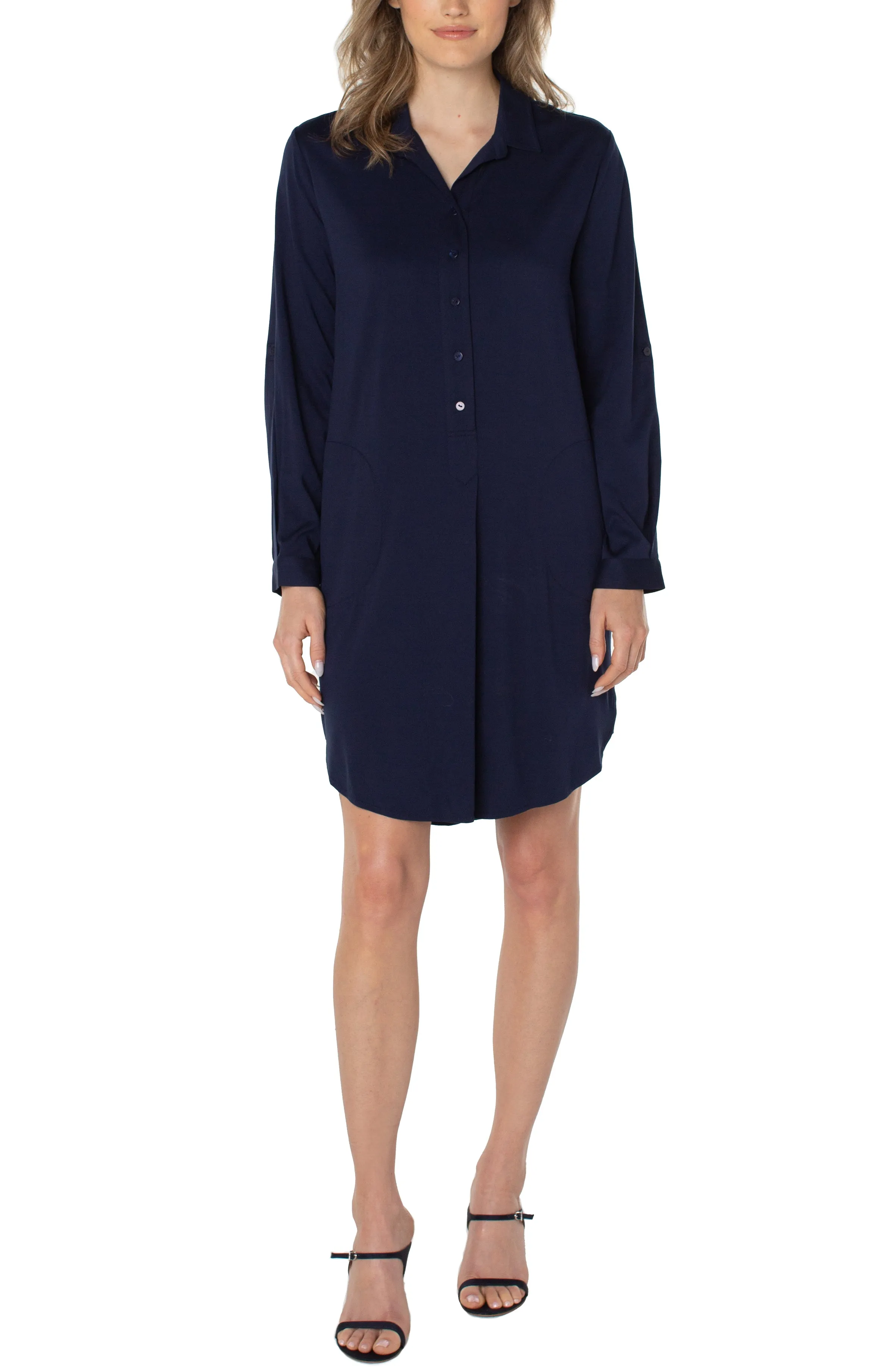 Liverpool Popover Shirt Dress (Cosmic Navy)