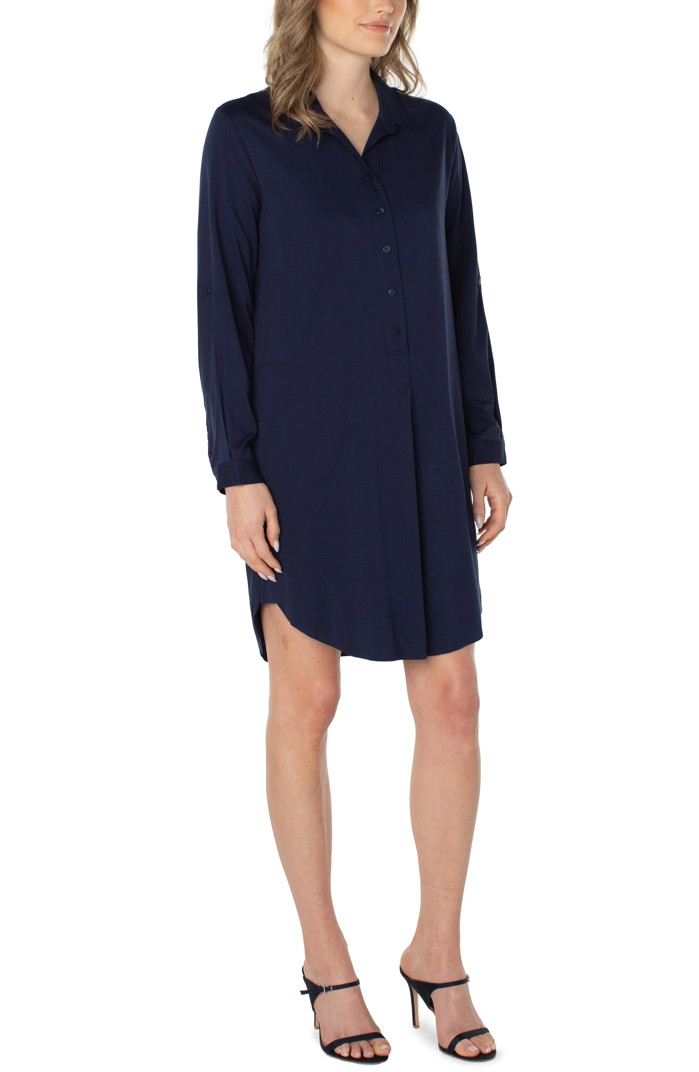 Liverpool Popover Shirt Dress (Cosmic Navy)