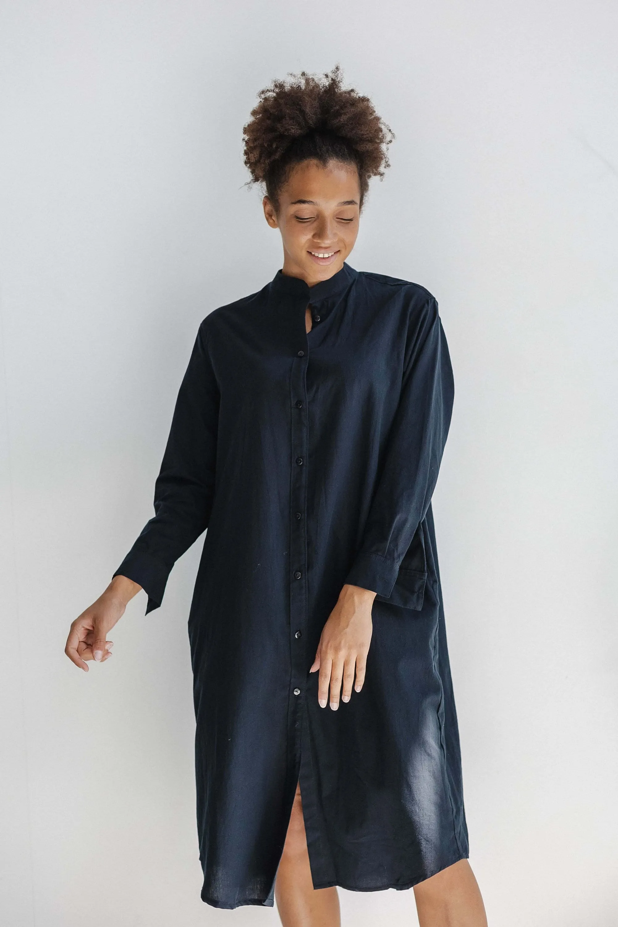 Long Sleeve Sleepdress — Black