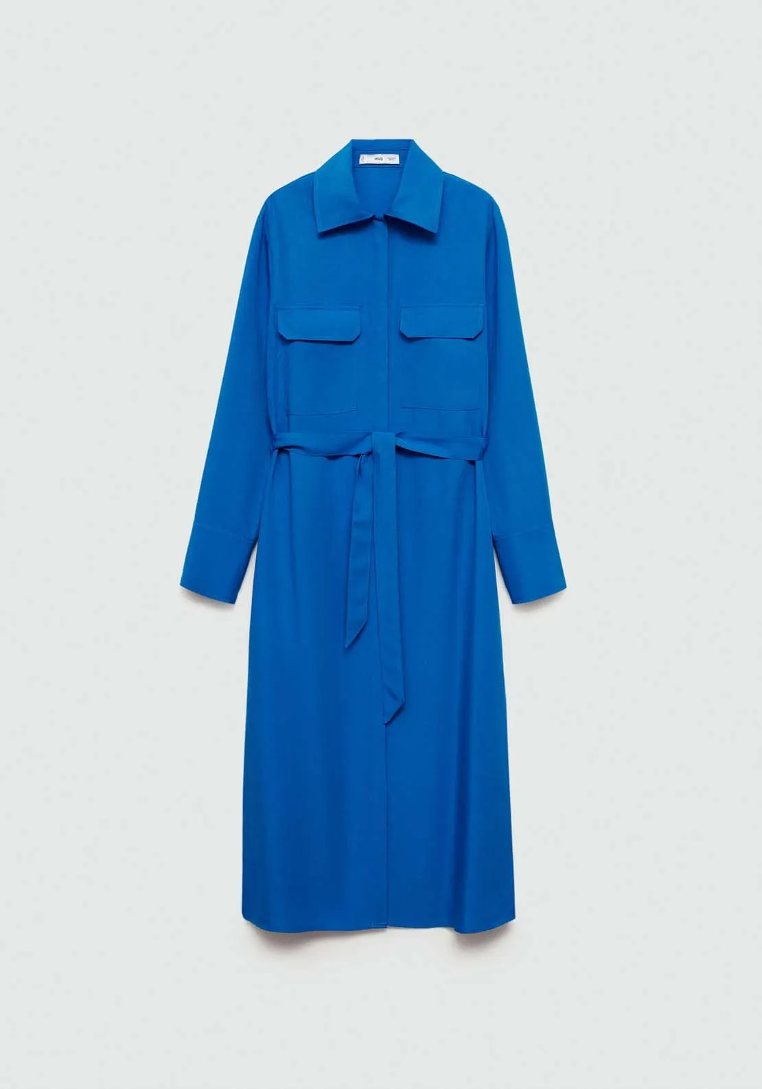 Lyocell shirt dress with bow - Medium Blue