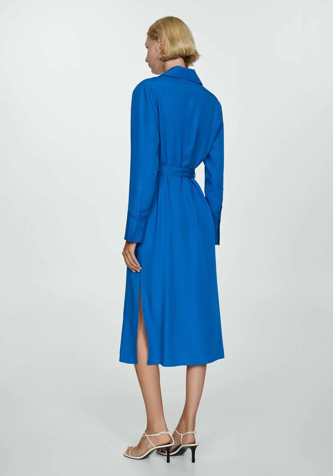 Lyocell shirt dress with bow - Medium Blue