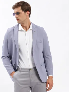 Men Notched Lapel Solid Lavender Blazer