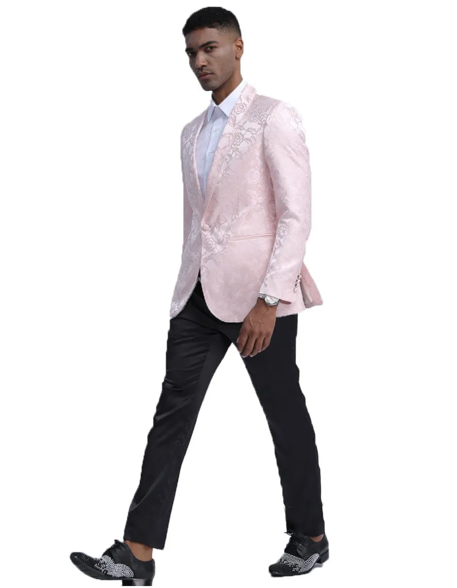 Mens Empire Prom Blazer in Pink Floral Pattern