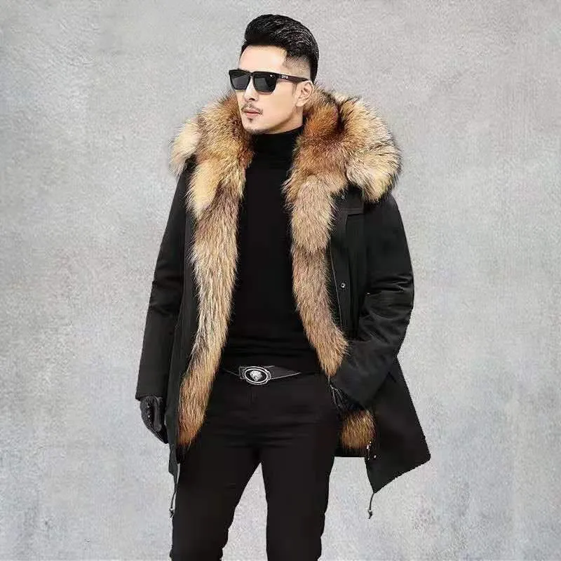 Men's Extreme Cold Weather Short Winter Faux Fur Parka Anorak Trench Coat