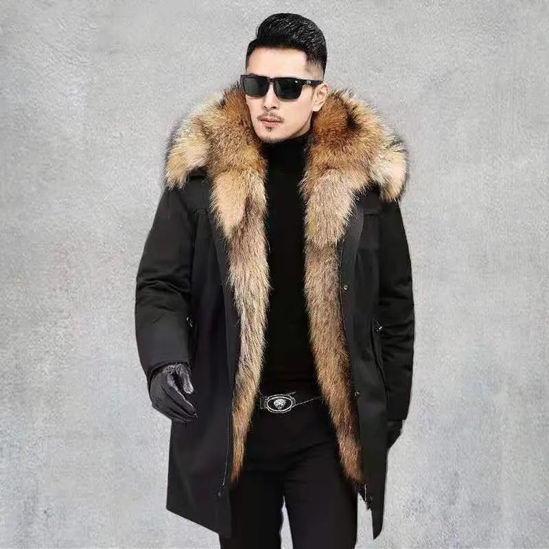 Men's Extreme Cold Weather Short Winter Faux Fur Parka Anorak Trench Coat