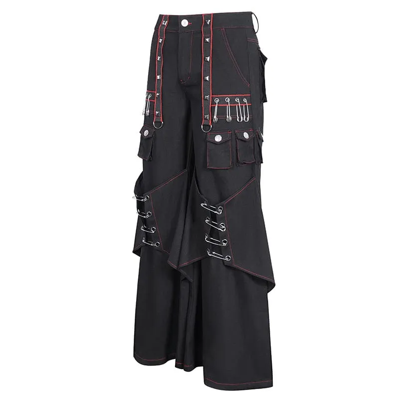 Men's Gothic Pin Studded Flared Pants