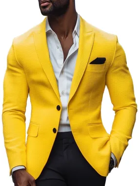 Men's Lapel Solid Waffle Single Breasted Blazer