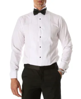 Mens Slim Fit Wing Collar Tuxedo Shirt in White