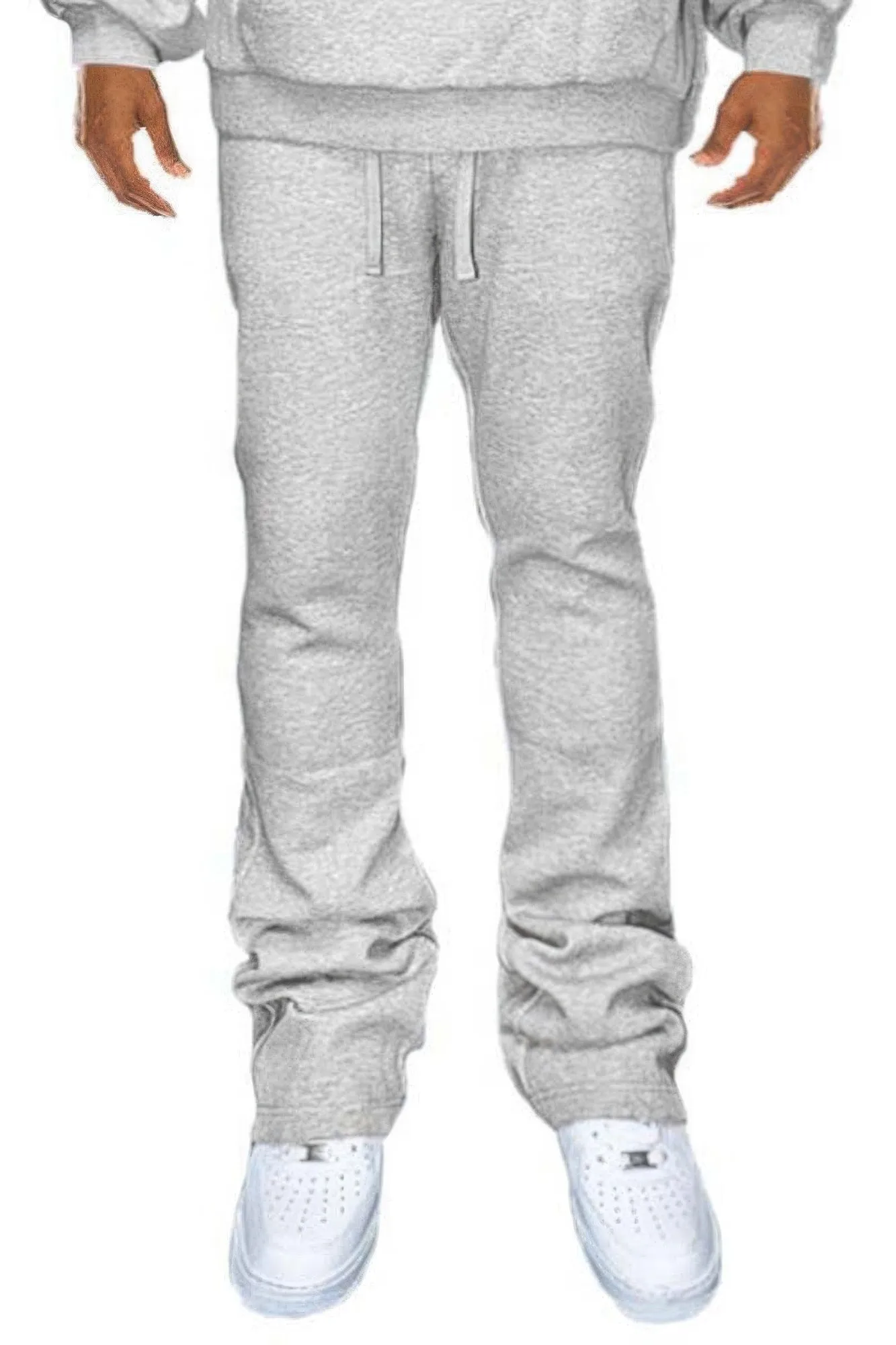 Men's Solid Stacked Flared Sweat Pants