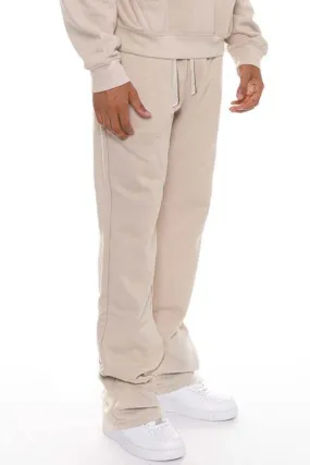 Men's Solid Stacked Flared Sweat Pants