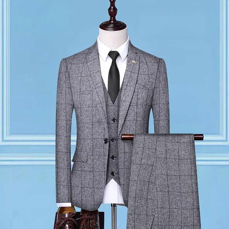 Men's Suits, Checkered, Three-Piece Suits