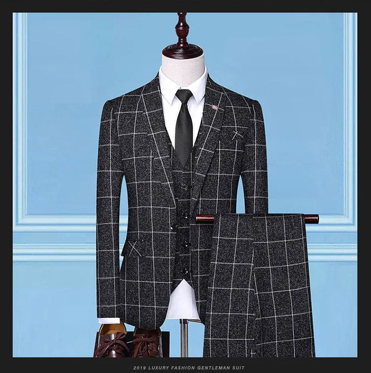 Men's Suits, Checkered, Three-Piece Suits