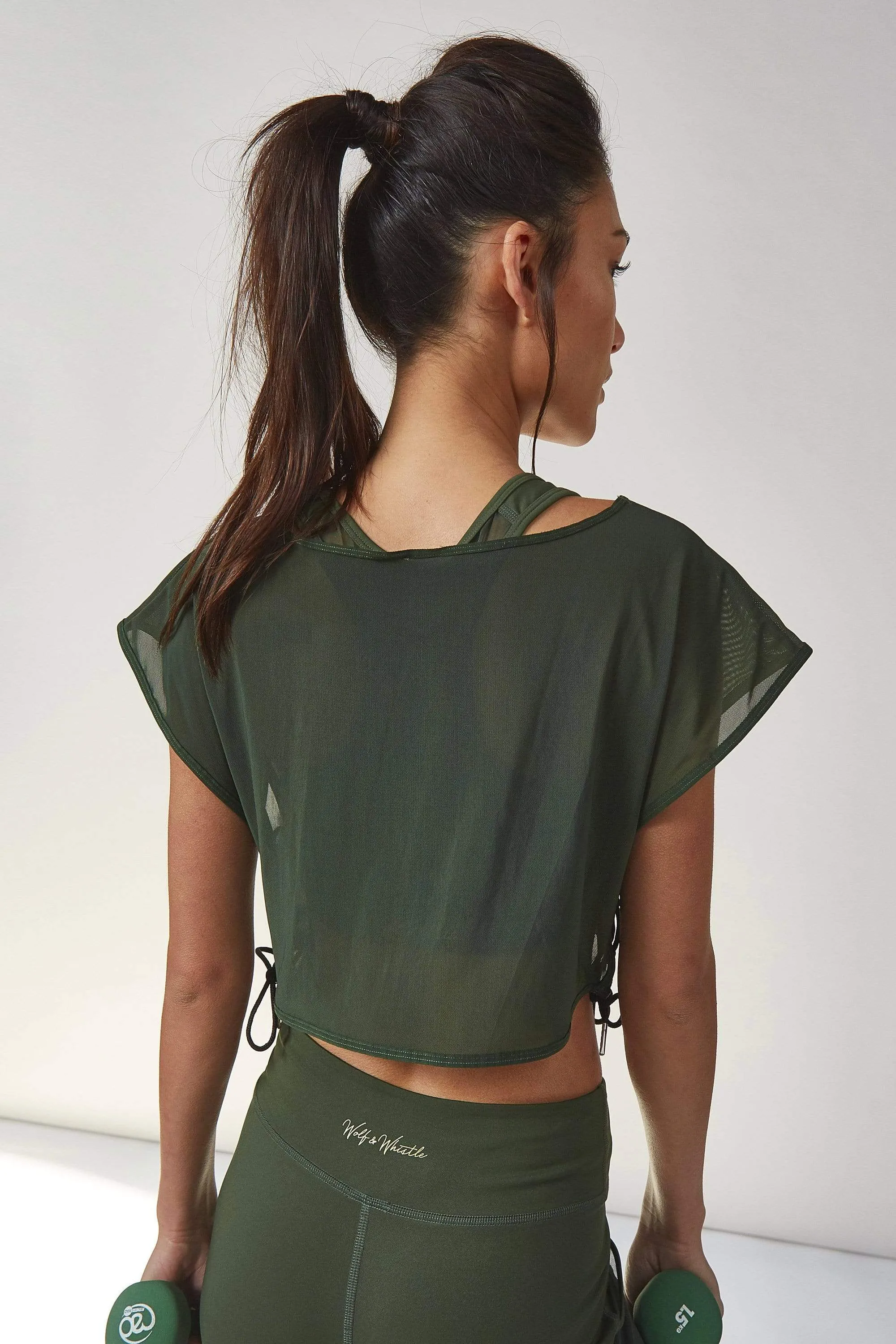 Mesh Crop Top Khaki