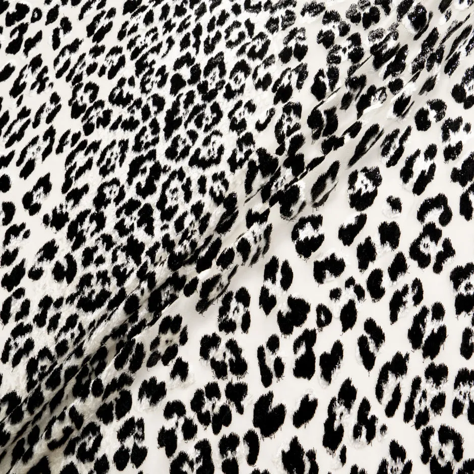 Monochrome Leopard Patterned Devoré Velvet