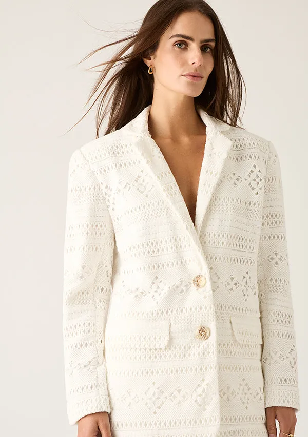 Mos The Label Daniela Textured Blazer – Bright White