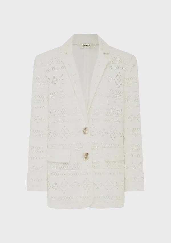 Mos The Label Daniela Textured Blazer – Bright White