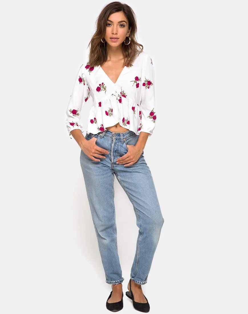 Mosca Plunge Top in Grunge Rose Ivory