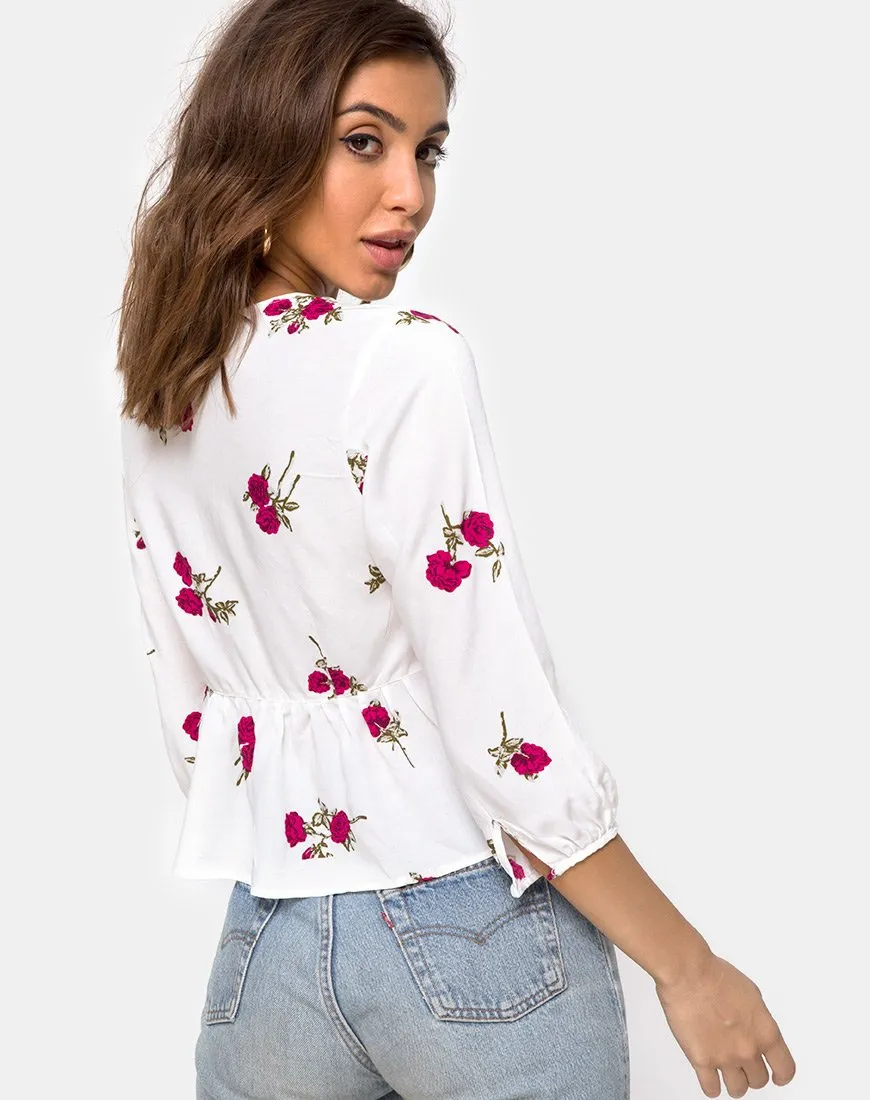 Mosca Plunge Top in Grunge Rose Ivory