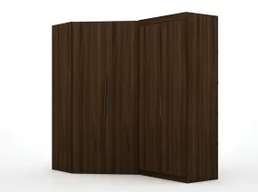 Mulberry 3.0 Sectional Modern Corner Wardrobe Closet with 2 Drawers - Set of 2 in Brown