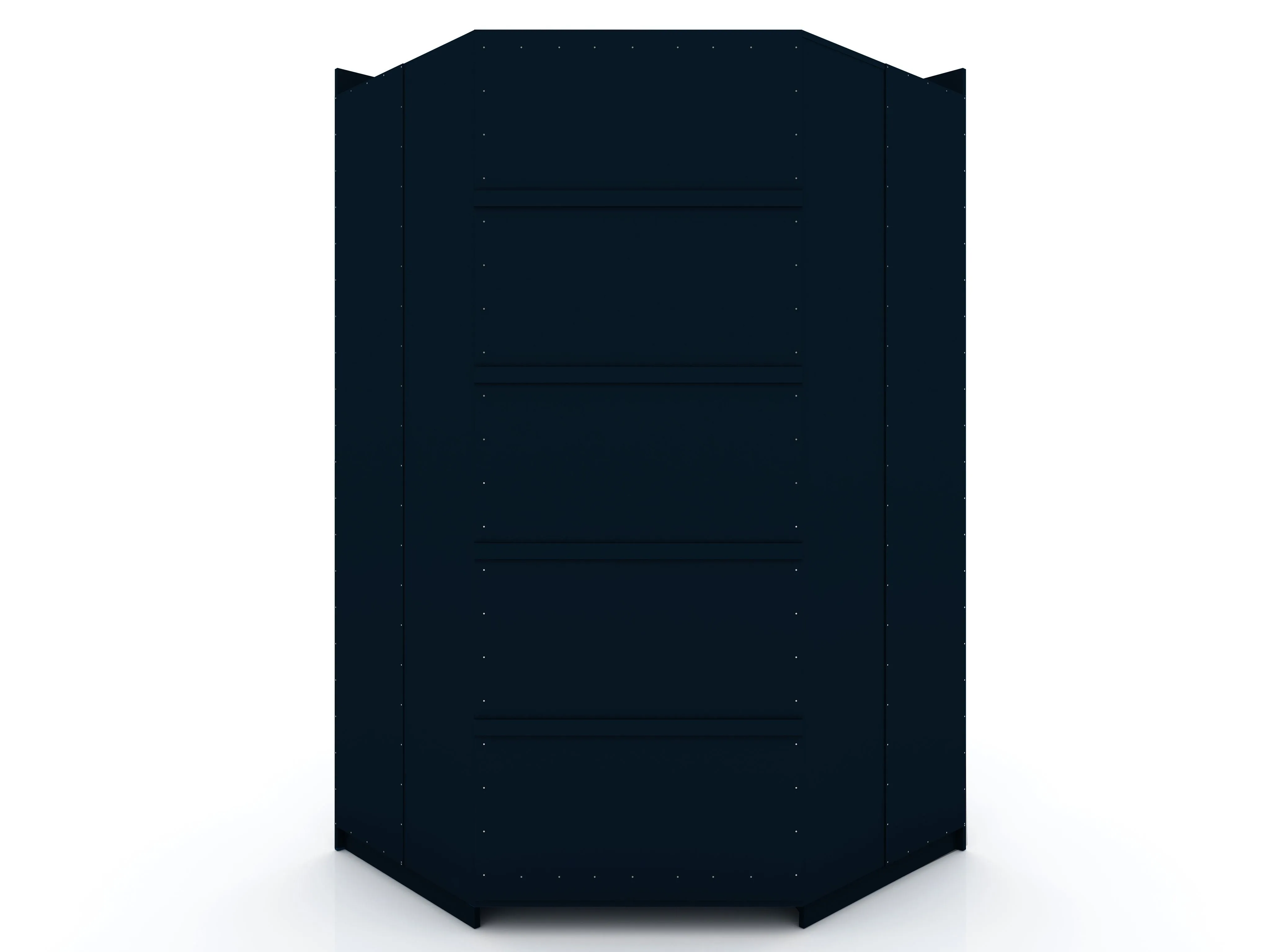 Mulberry Modern Open Corner Closet with 2 Hanging Rods in Tatiana Midnight Blue