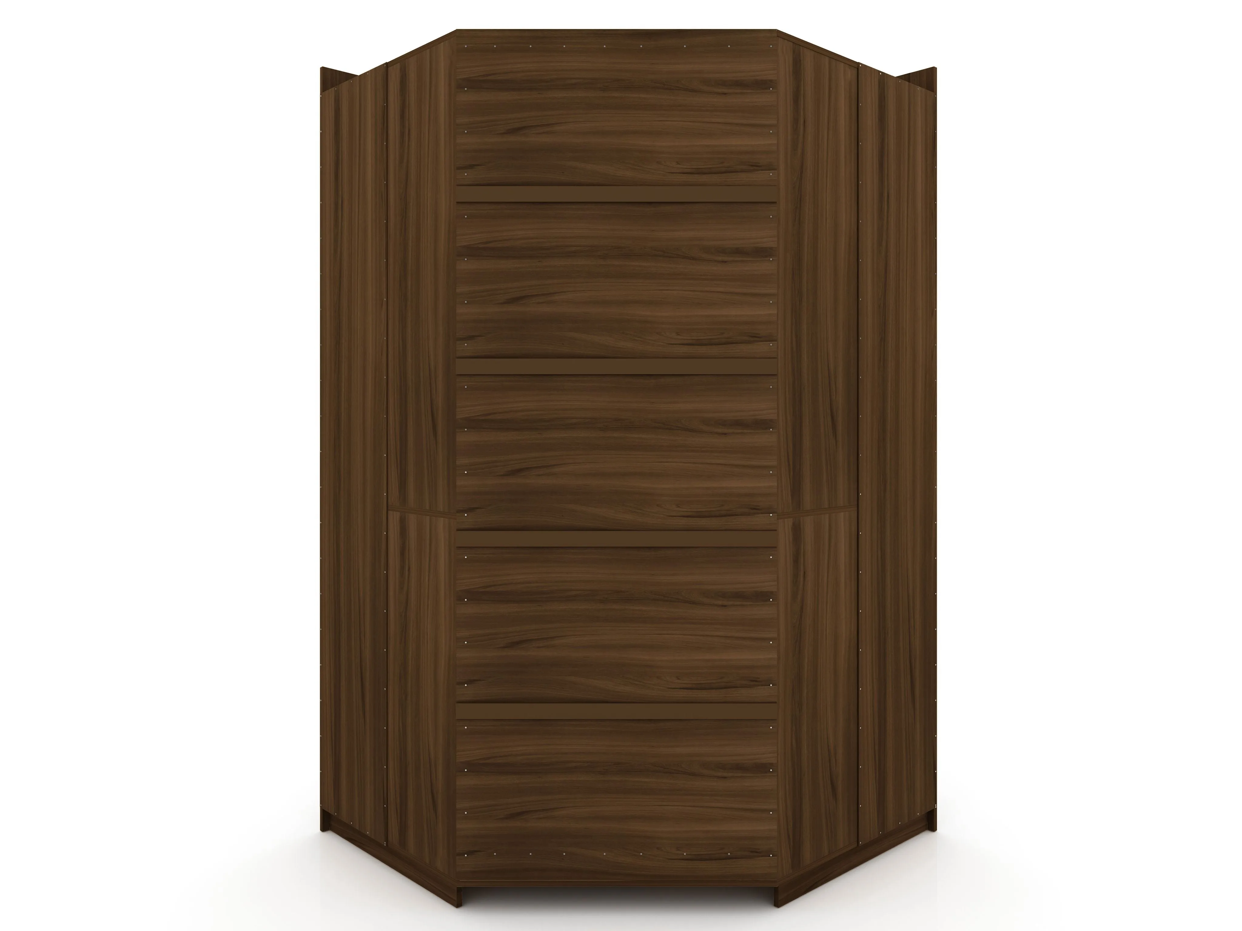 Mulberry Open 2 Sectional Modern Corner Wardrobe Closet with 2 Drawers- Set of 2 in Brown