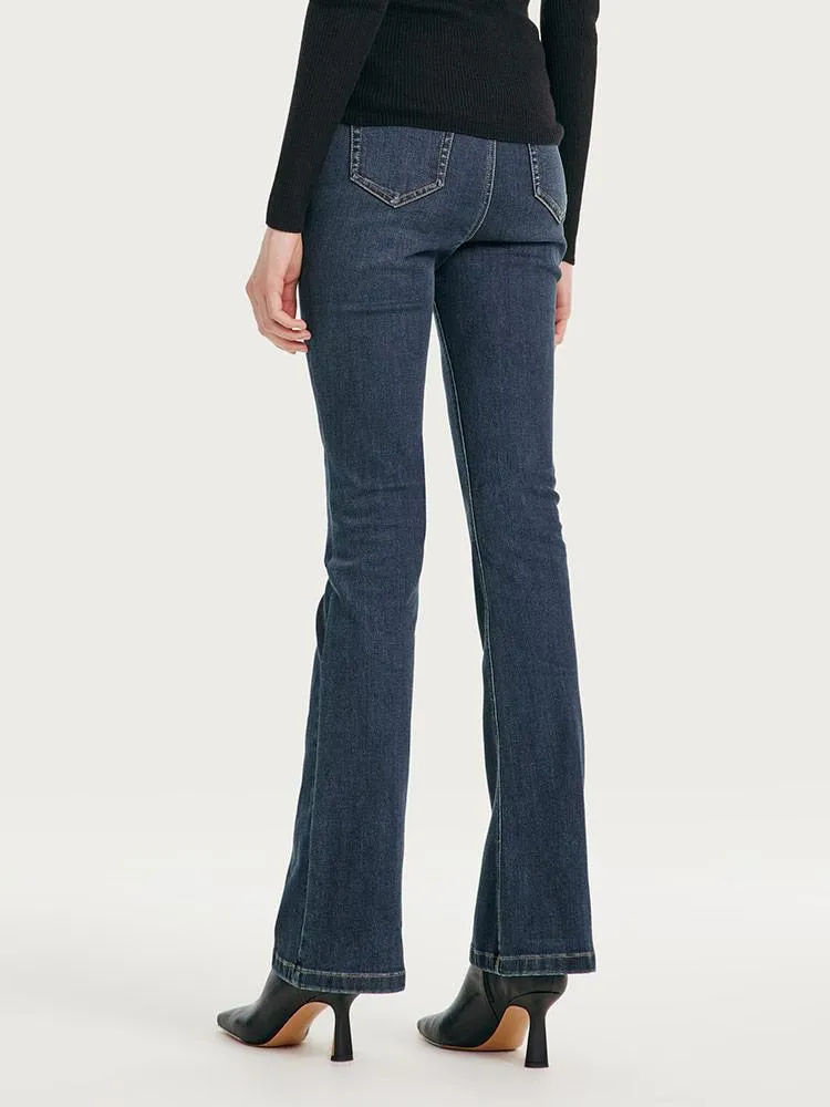 Mulberry Silk Denim Flared Trousers