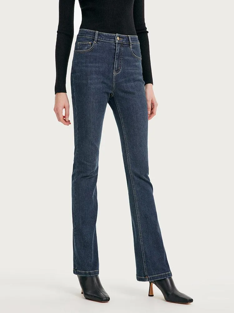 Mulberry Silk Denim Flared Trousers