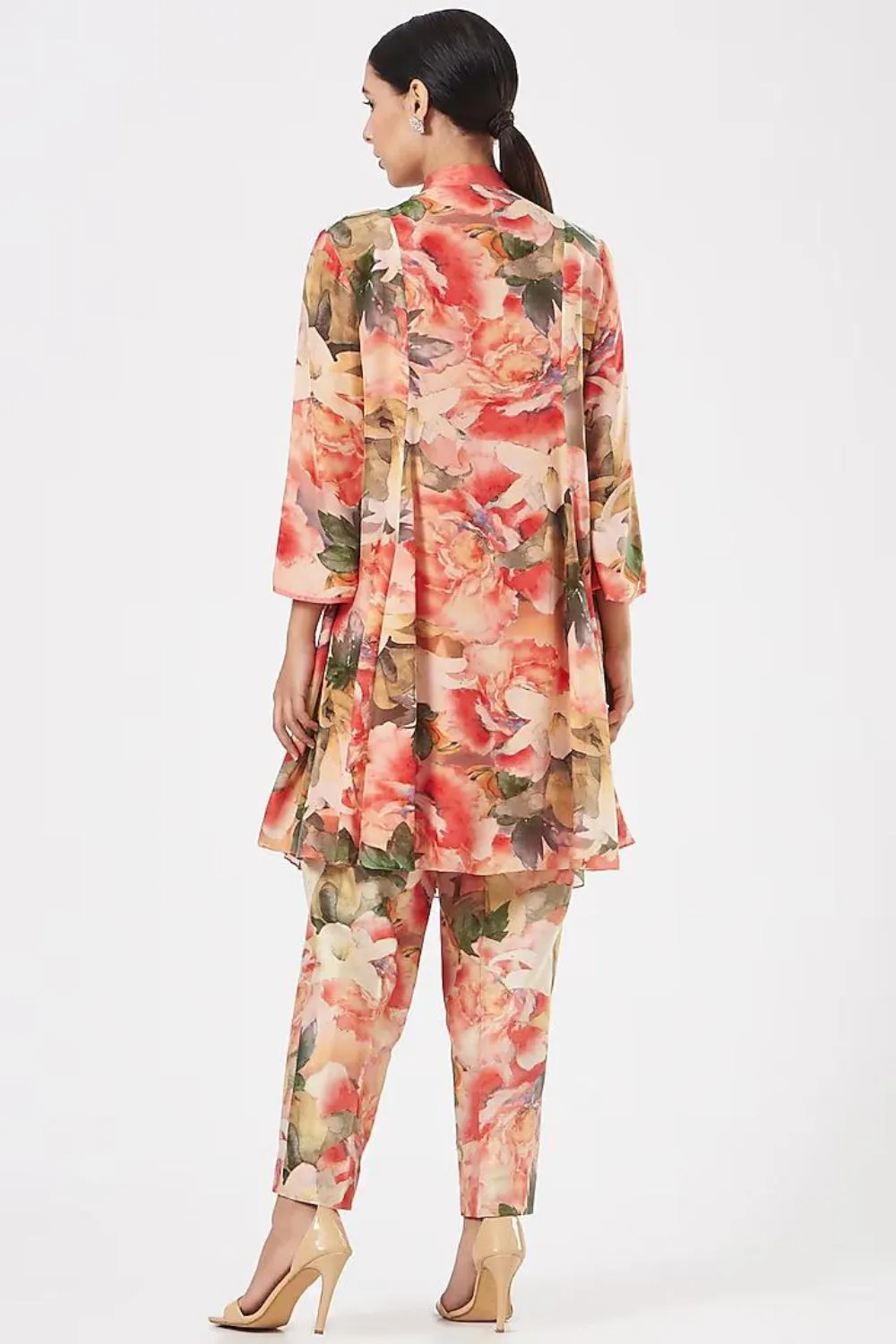 Multi Coloured Floral Printed Pant Set