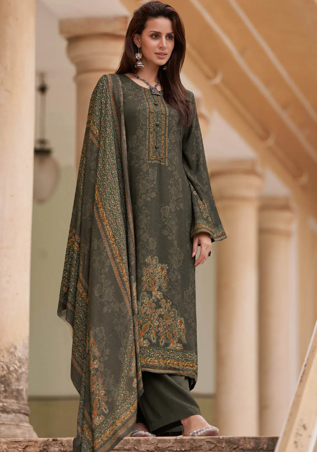 Mumtaz Arts Unstitched Pashmina Winter Suits Dress Material for Women