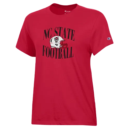 NC State Wolfpack Champion Women's Red Football Helmet T-Shirt