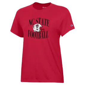 NC State Wolfpack Champion Women's Red Football Helmet T-Shirt