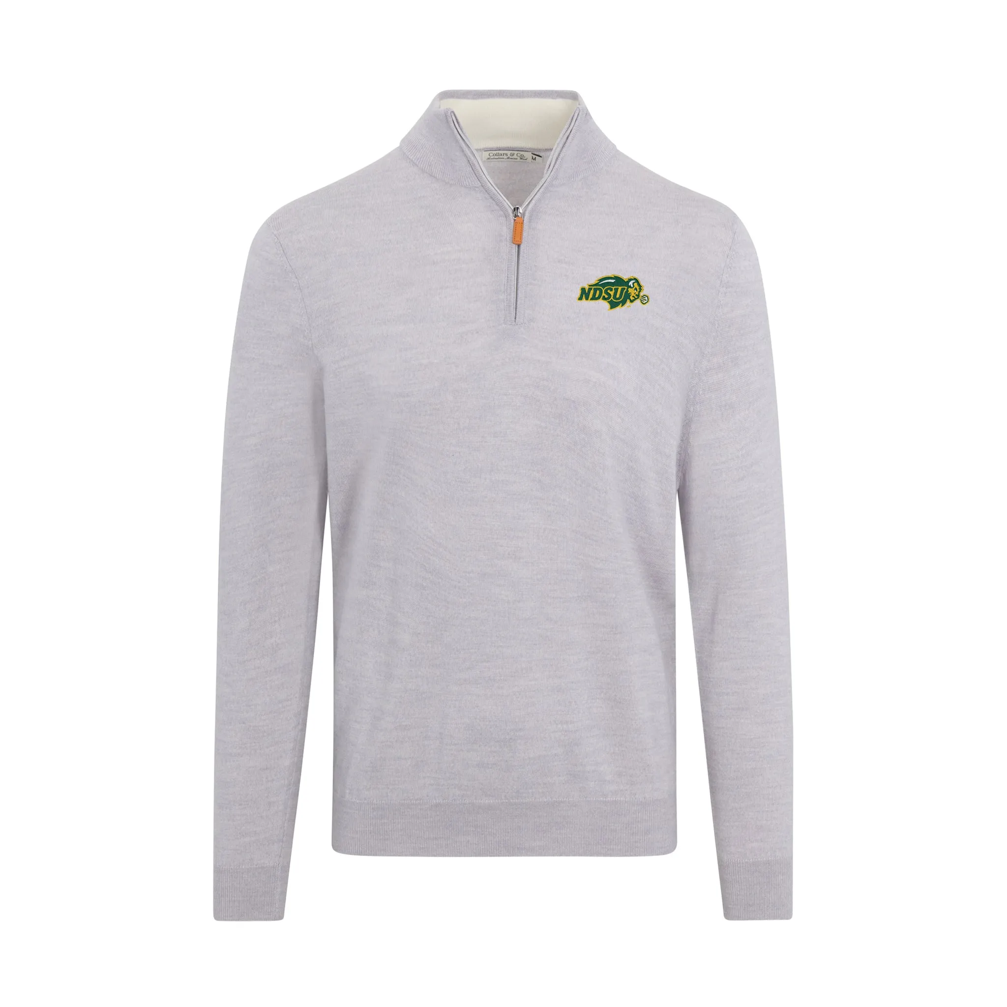 North Dakota State Light Grey Melange Cashmere Touch Australian Merino Quarter Zip Sweater