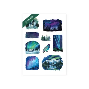 Northern Lights Printable Stickers