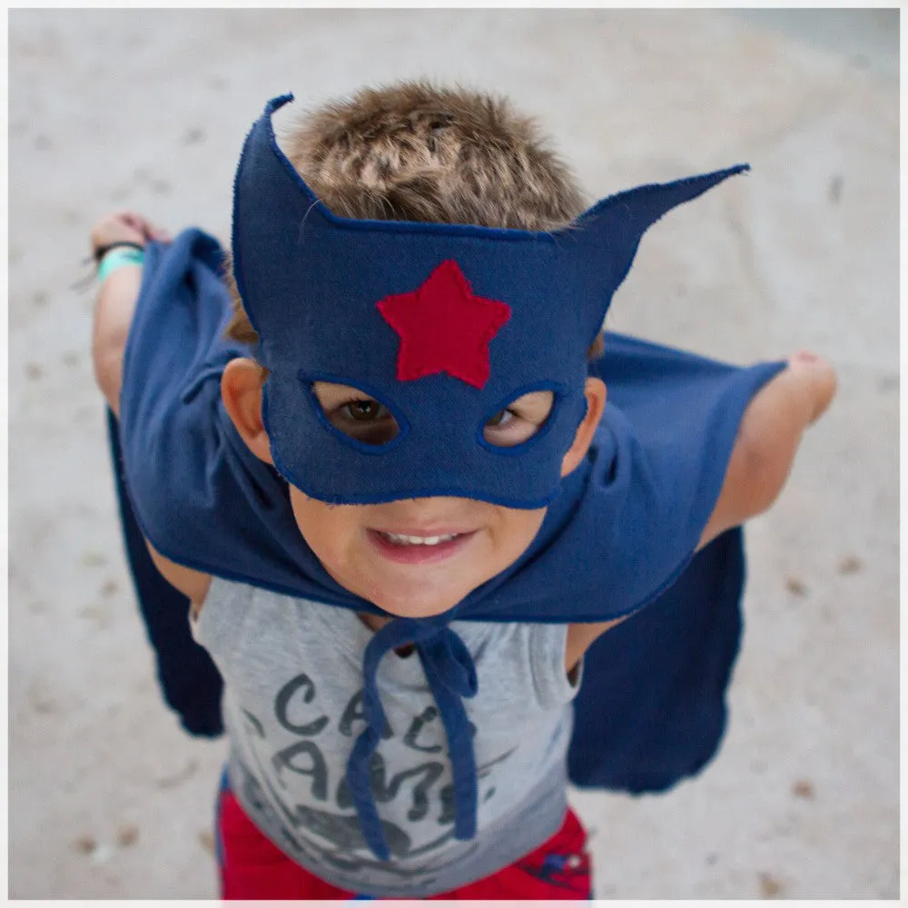 Numero 74 Super Hero Cape and Mask Night Blue