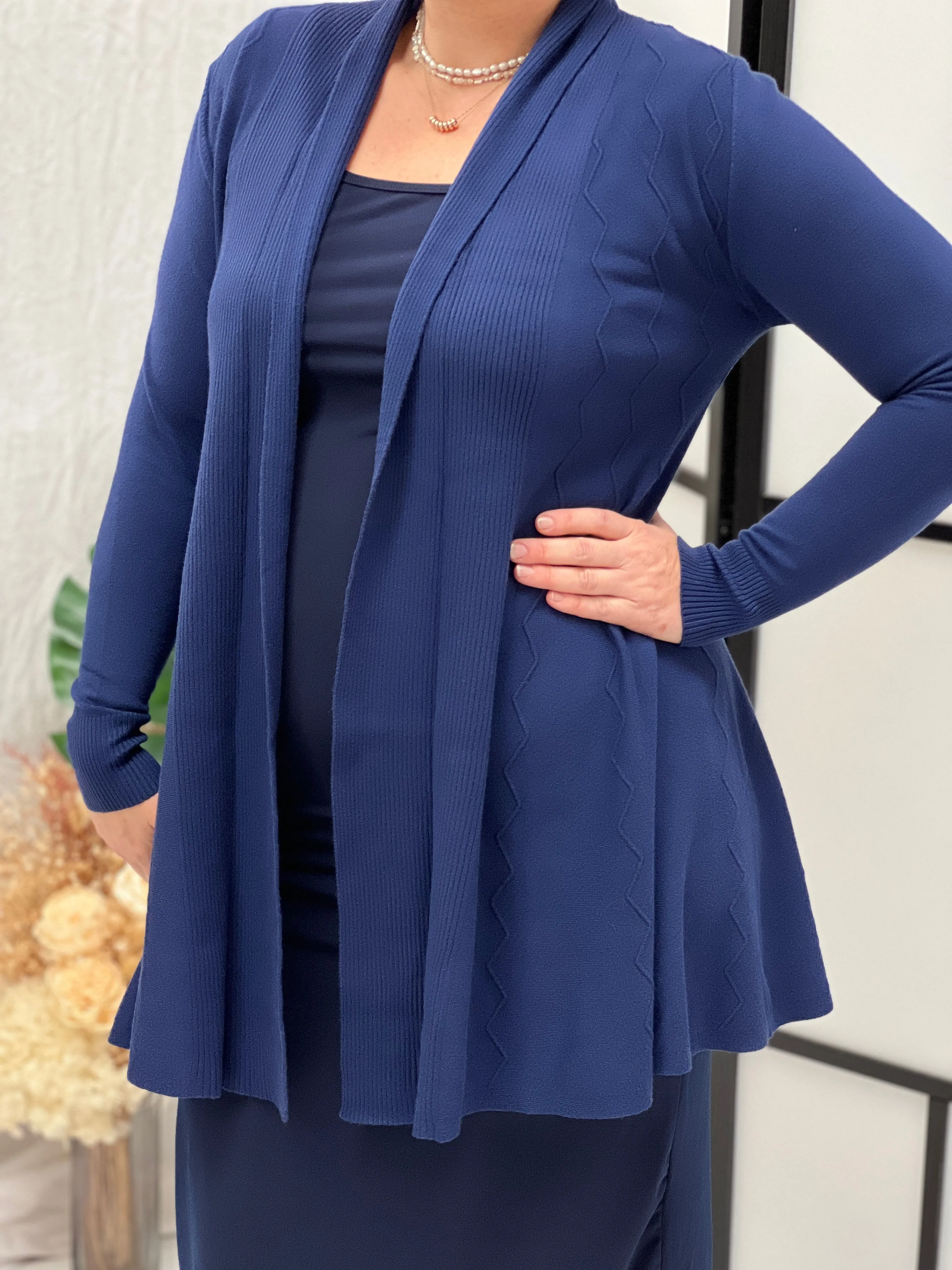 Olinda Navy Wool Knit Cardigan