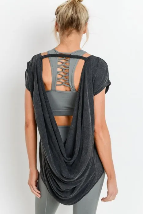 Open Back Drape Mineral Wash Top