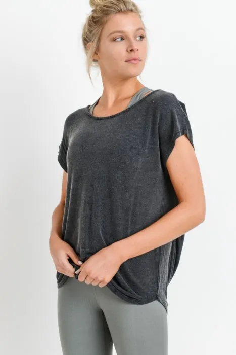 Open Back Drape Mineral Wash Top