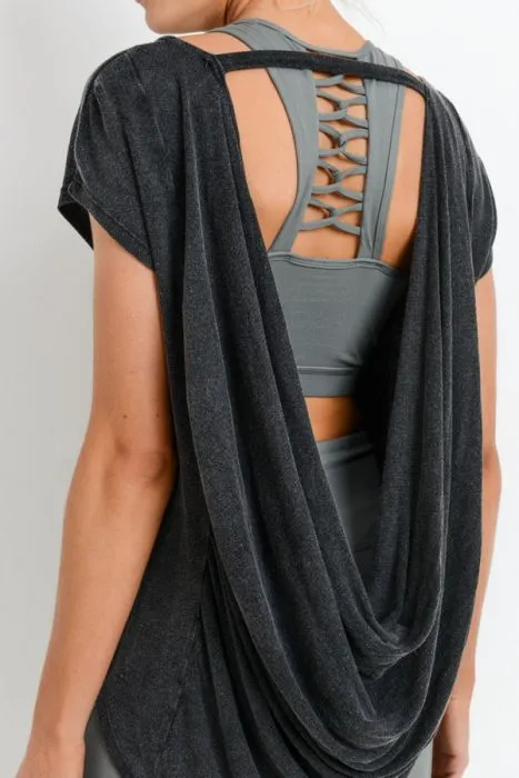 Open Back Drape Mineral Wash Top